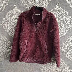 Athleta Burgundy Sherpa Pullover